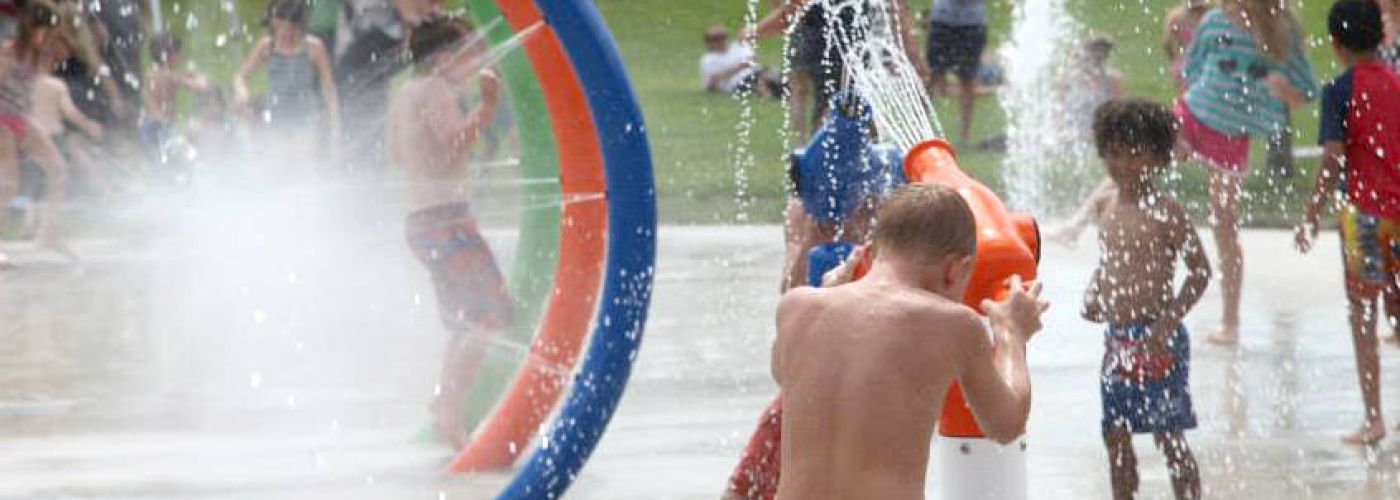 Kids splashing at a park in Osoyoos